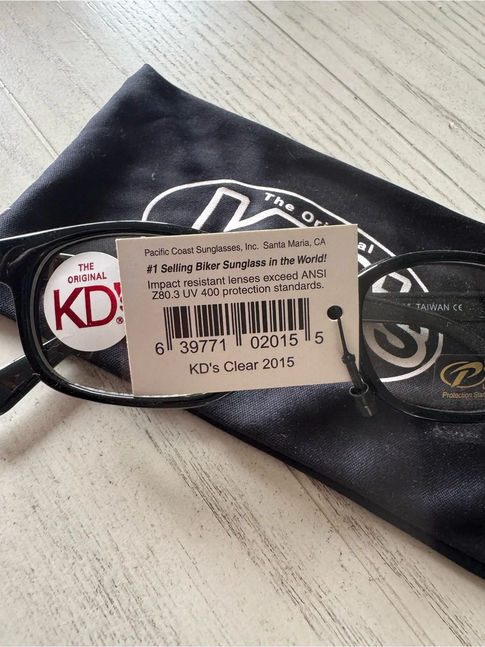 Original KD’s Black Biker Shades with Soft Pouch